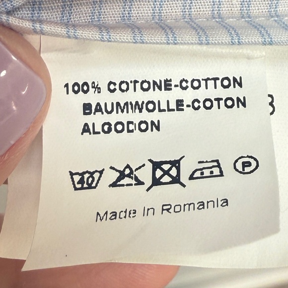 Valentino Roma Mens Shirt size 17.5/44 blue and white - Picture 4 of 7